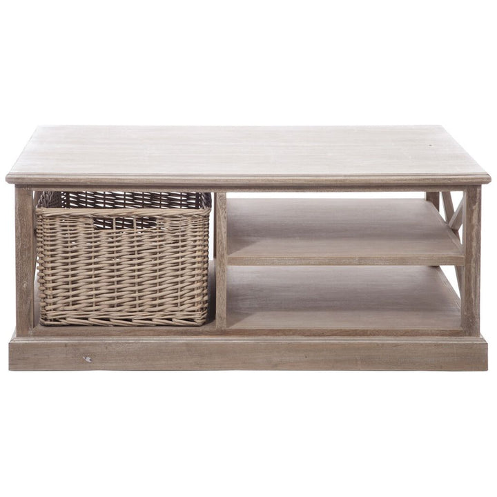 Table Basse Bois Gris Avec Étagères - Designix
