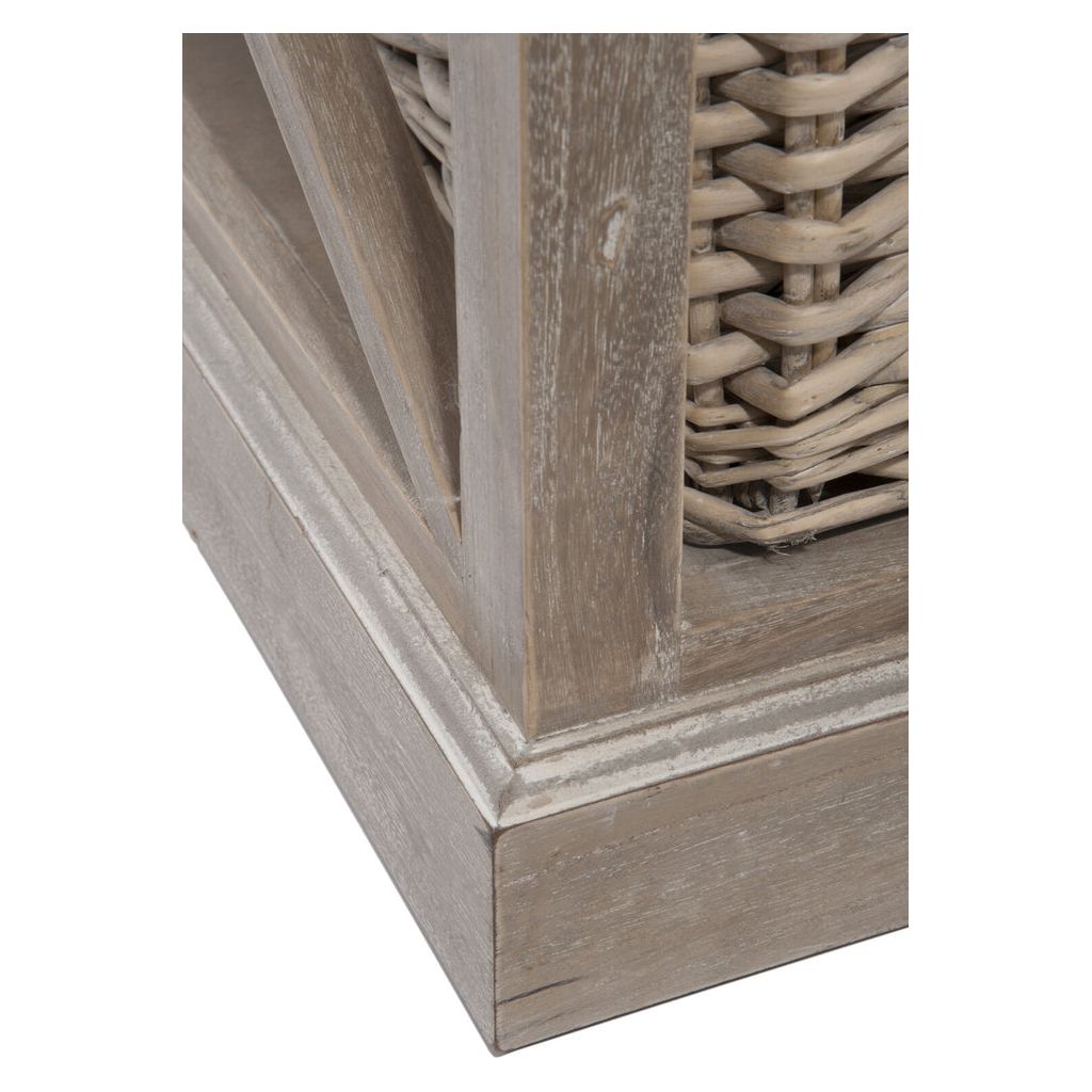 Table Basse Bois Gris Avec Étagères - Designix