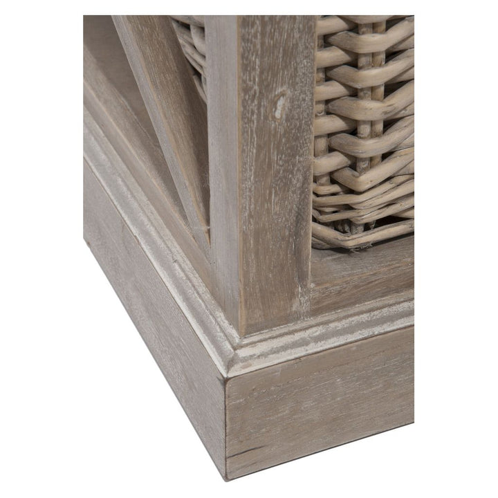 Table Basse Bois Gris Avec Étagères - Designix