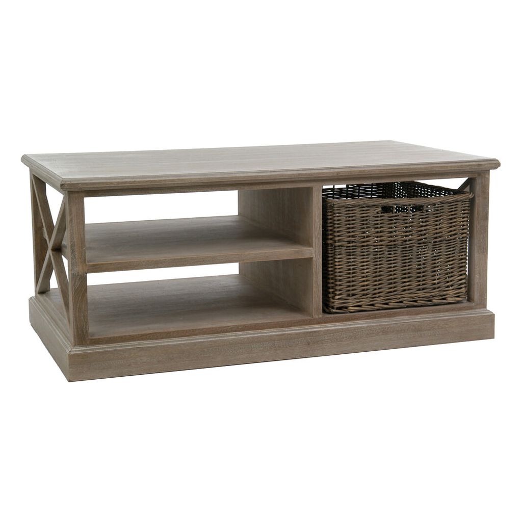 Table Basse Bois Gris Avec Étagères - Designix