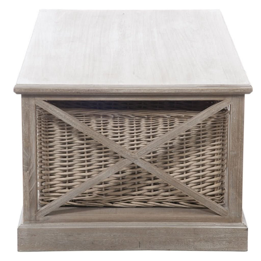 Table Basse Bois Gris Avec Étagères - Designix