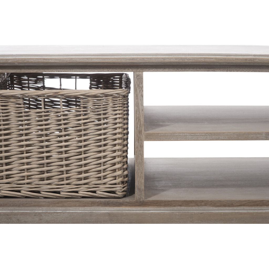 Table Basse Bois Gris Avec Étagères - Designix