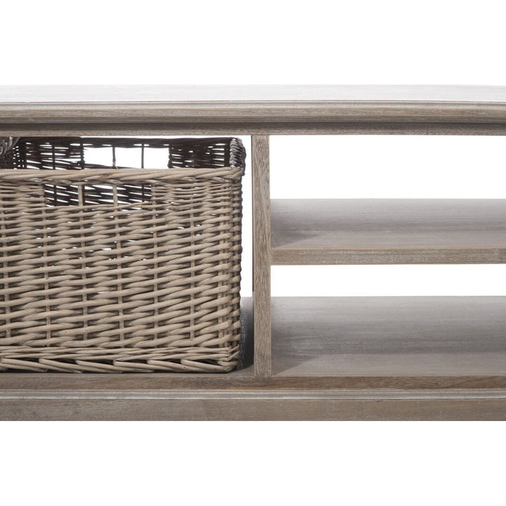 Table Basse Bois Gris Avec Étagères - Designix