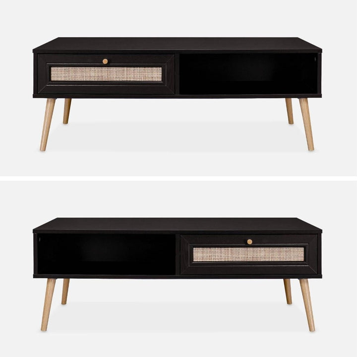 Table Basse Cannage Noir | Arbre - Designix Table Basse