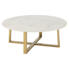 Table Basse Marbre Métal Doré