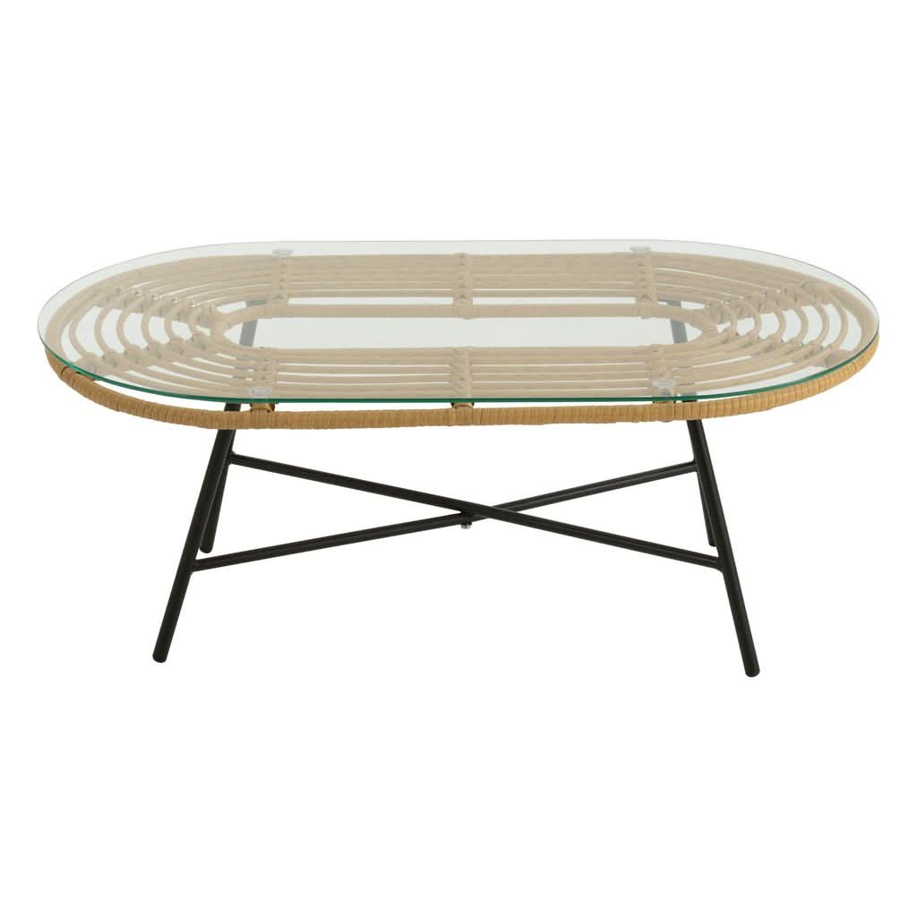 Table Basse Ovale Métal Verre