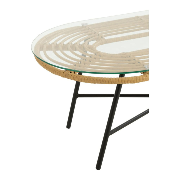 Table Basse Ovale Métal Verre - Designix