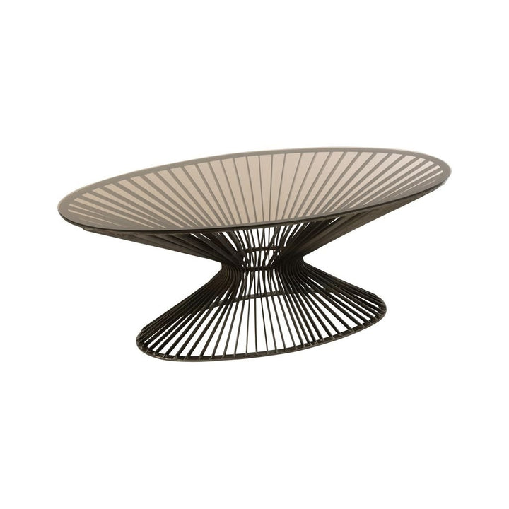 Table Basse Ovale Métal Verre - Designix