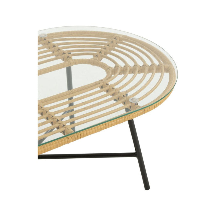 Table Basse Ovale Métal Verre - Designix