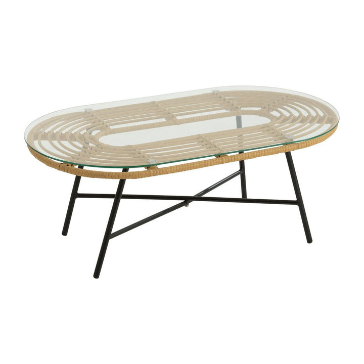 Table Basse Ovale Métal Verre - Designix