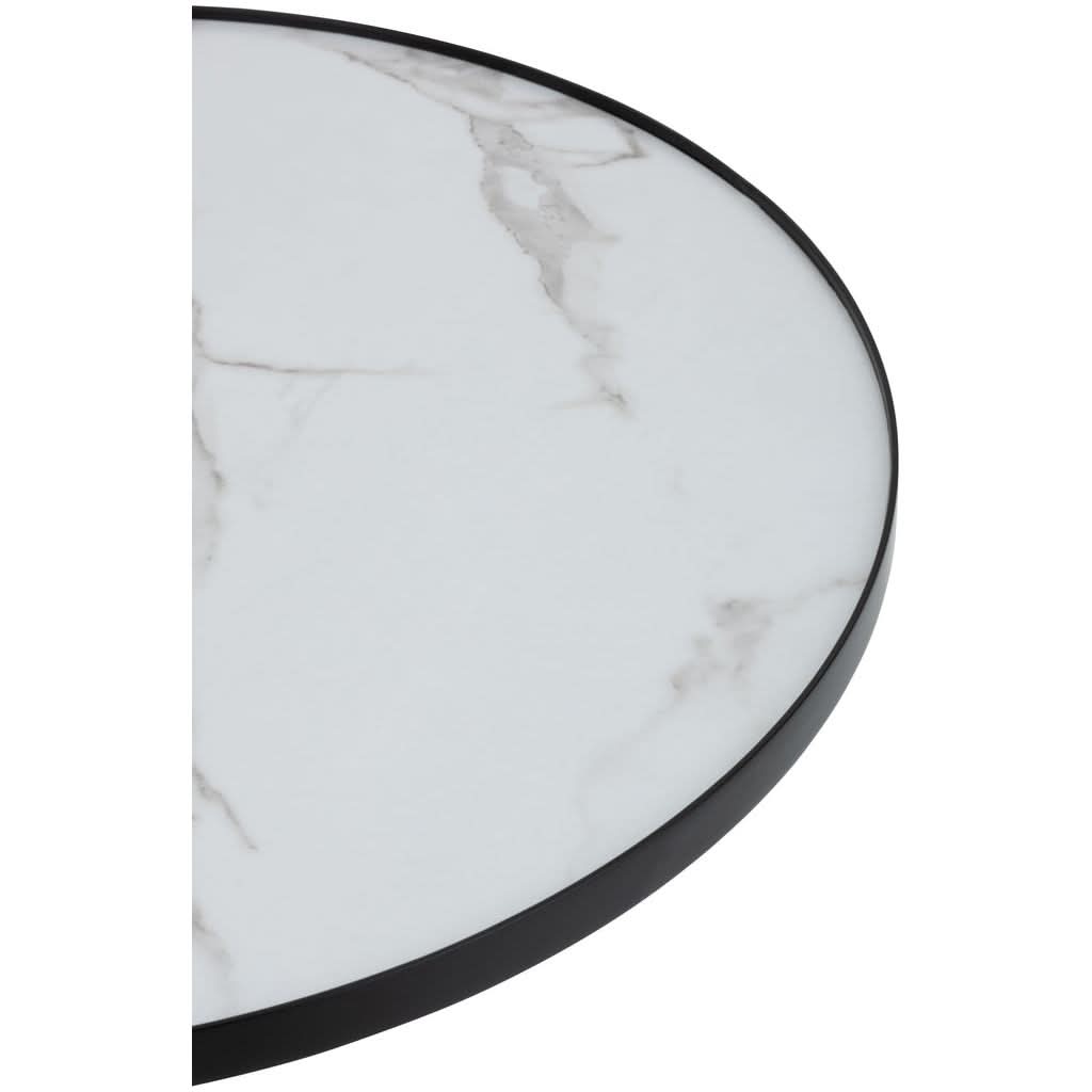 Table Basse Ronde Marbrée Noir Blanc