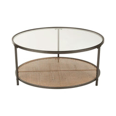 Table Basse Ronde Métal Verre