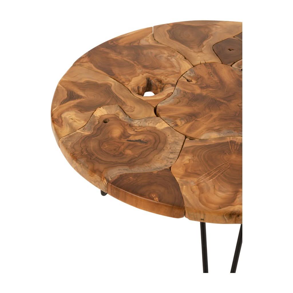 Table Basse Ronde Teck Brun