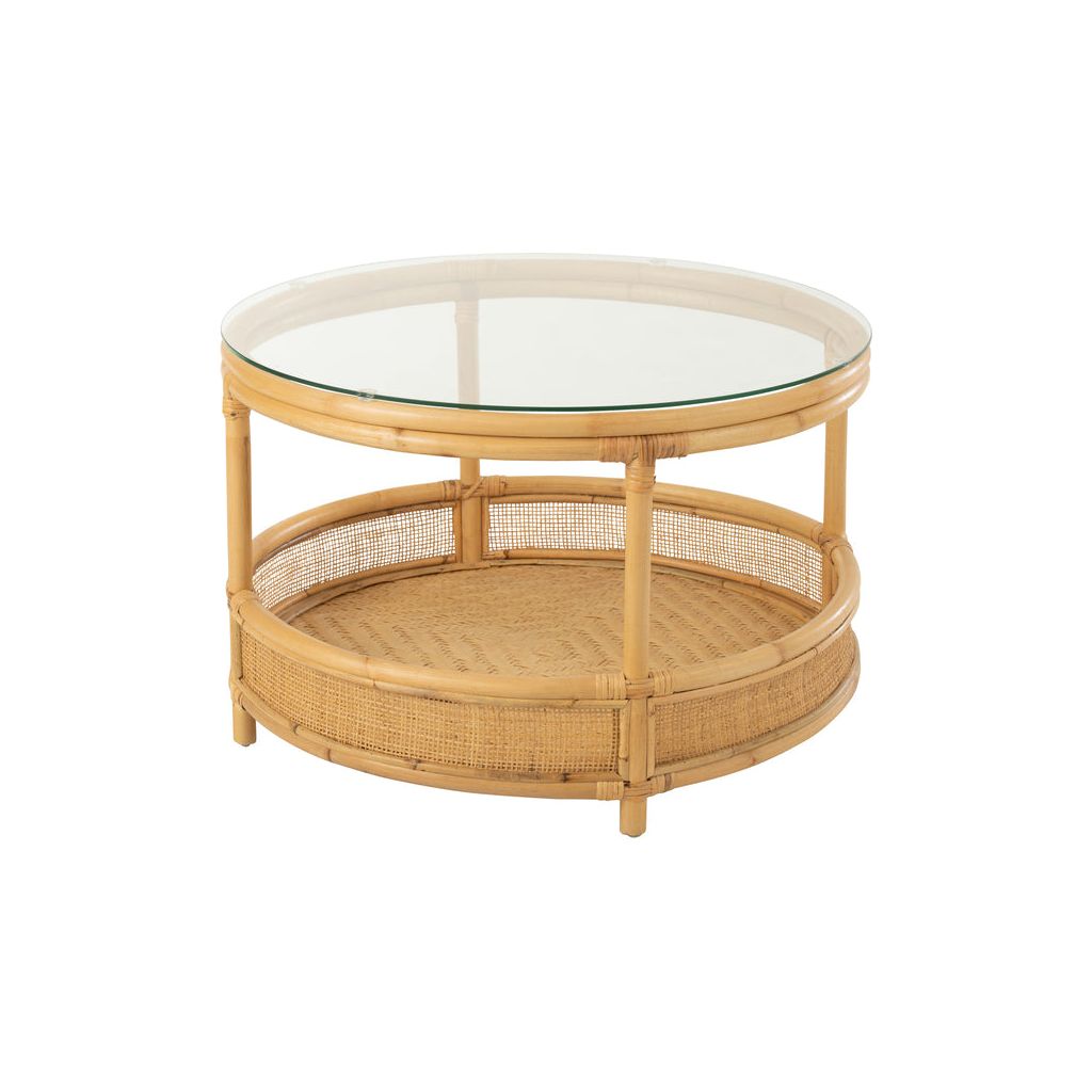 Table Basse Rotin Verre Naturel - Designix