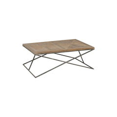 Table Basse Teck Métal Marron