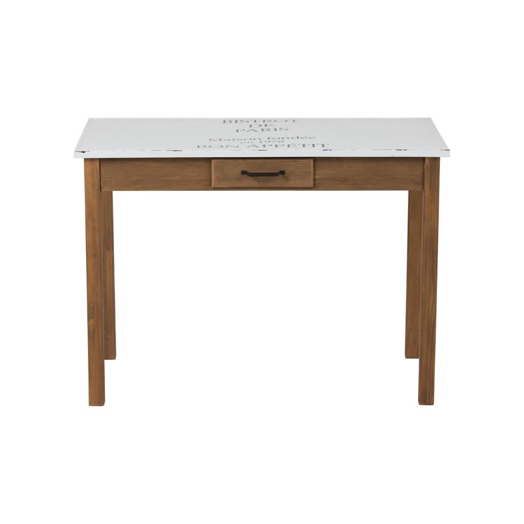 Table Bistrot Métal Blanc Naturel - Designix