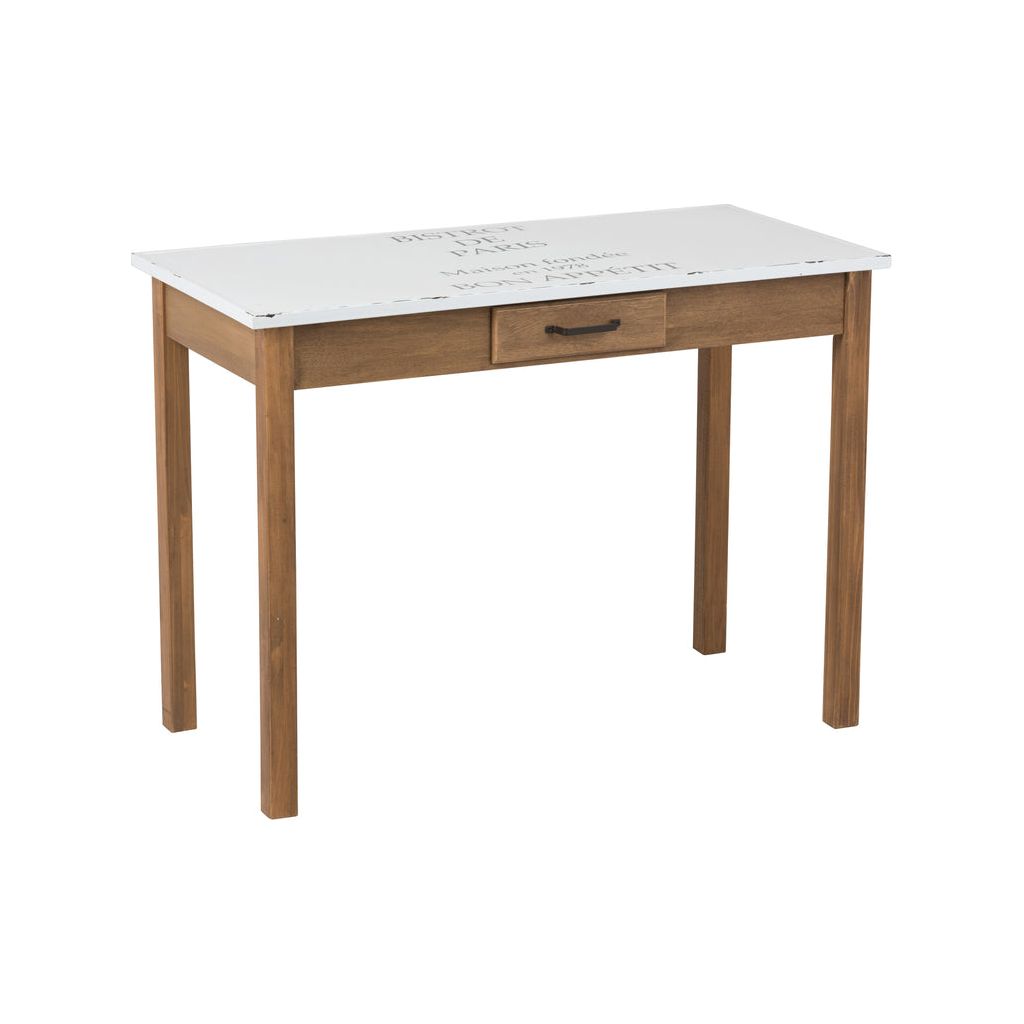 Table Bistrot Métal Blanc Naturel - Designix
