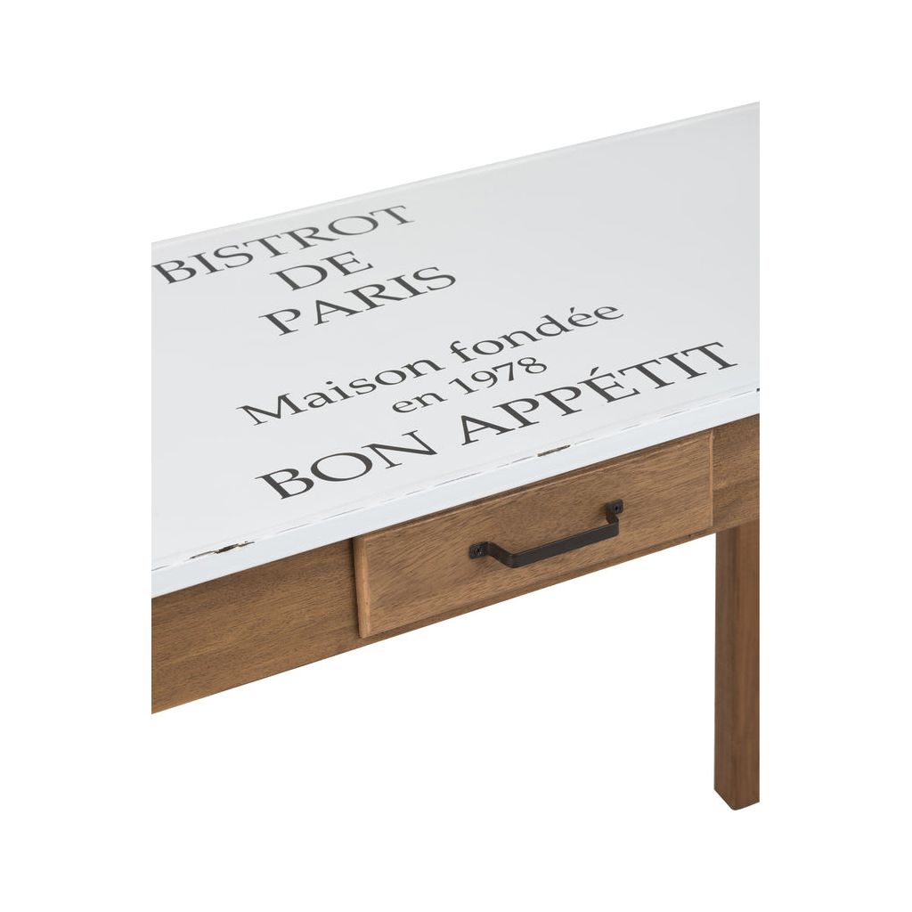 Table Bistrot Métal Blanc Naturel - Designix