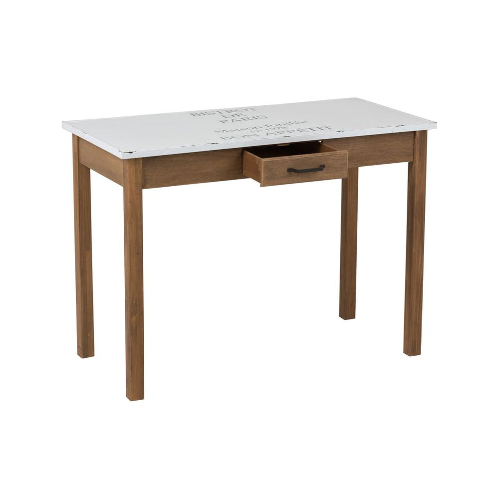 Table de bistrot en métal blanc/bois naturel | Designix -     - https://designix.fr