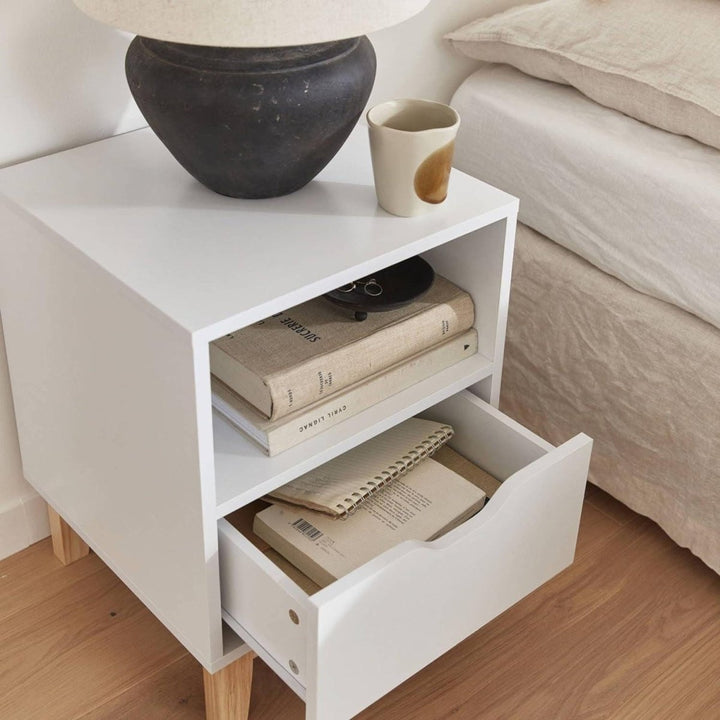 Table Chevet Blanche Scandinave | Weave - Designix Table de Nuit
