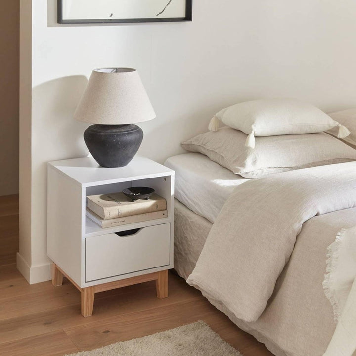 Table Chevet Blanche Scandinave | Weave - Designix Table de Nuit