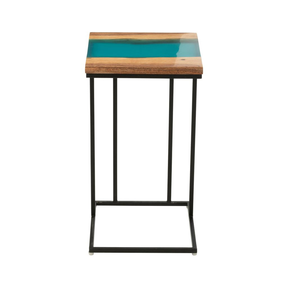 Table d'appoint Acacia Résine Bleue - Designix