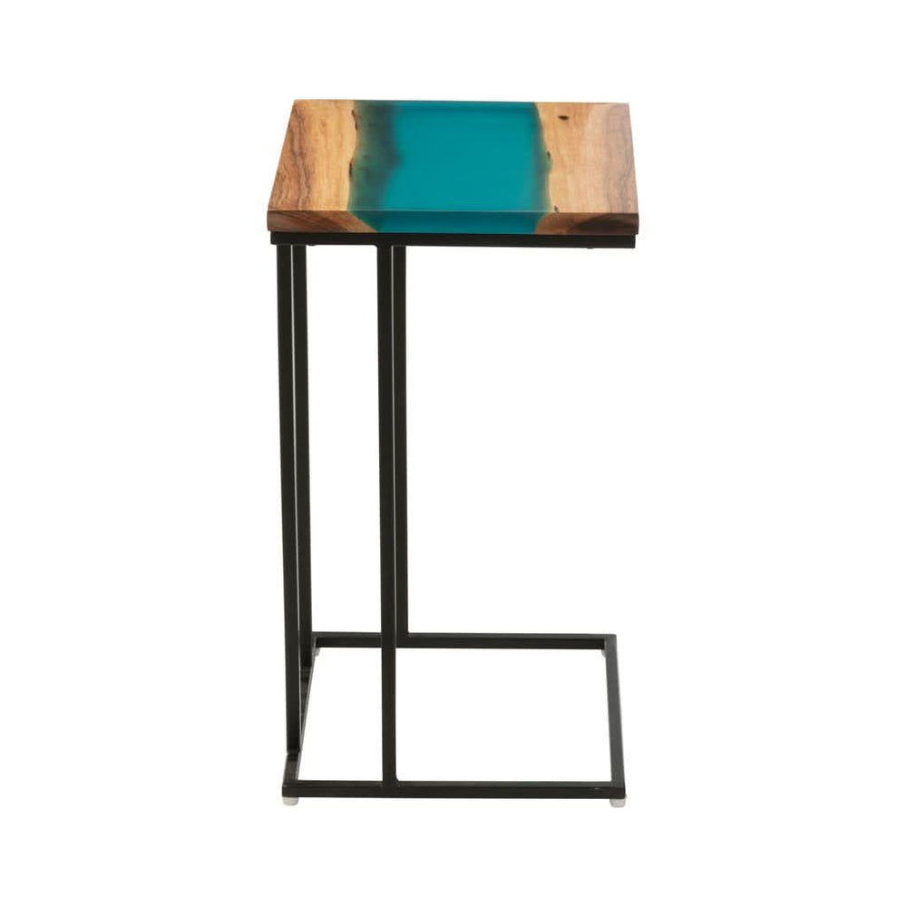 Table d'appoint Acacia Résine Bleue - Designix