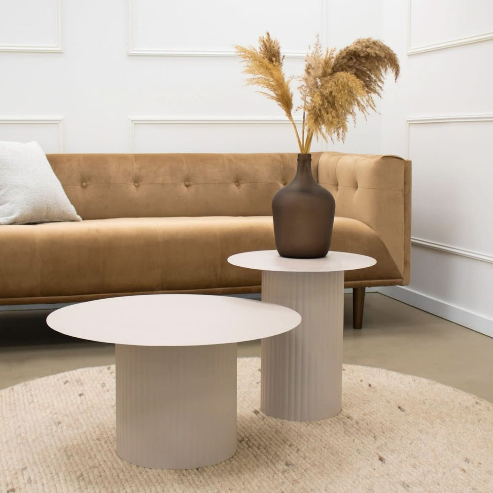 Table D'Appoint Beige Rond Moderne Design Urbain Minimaliste | LYRA - Designix