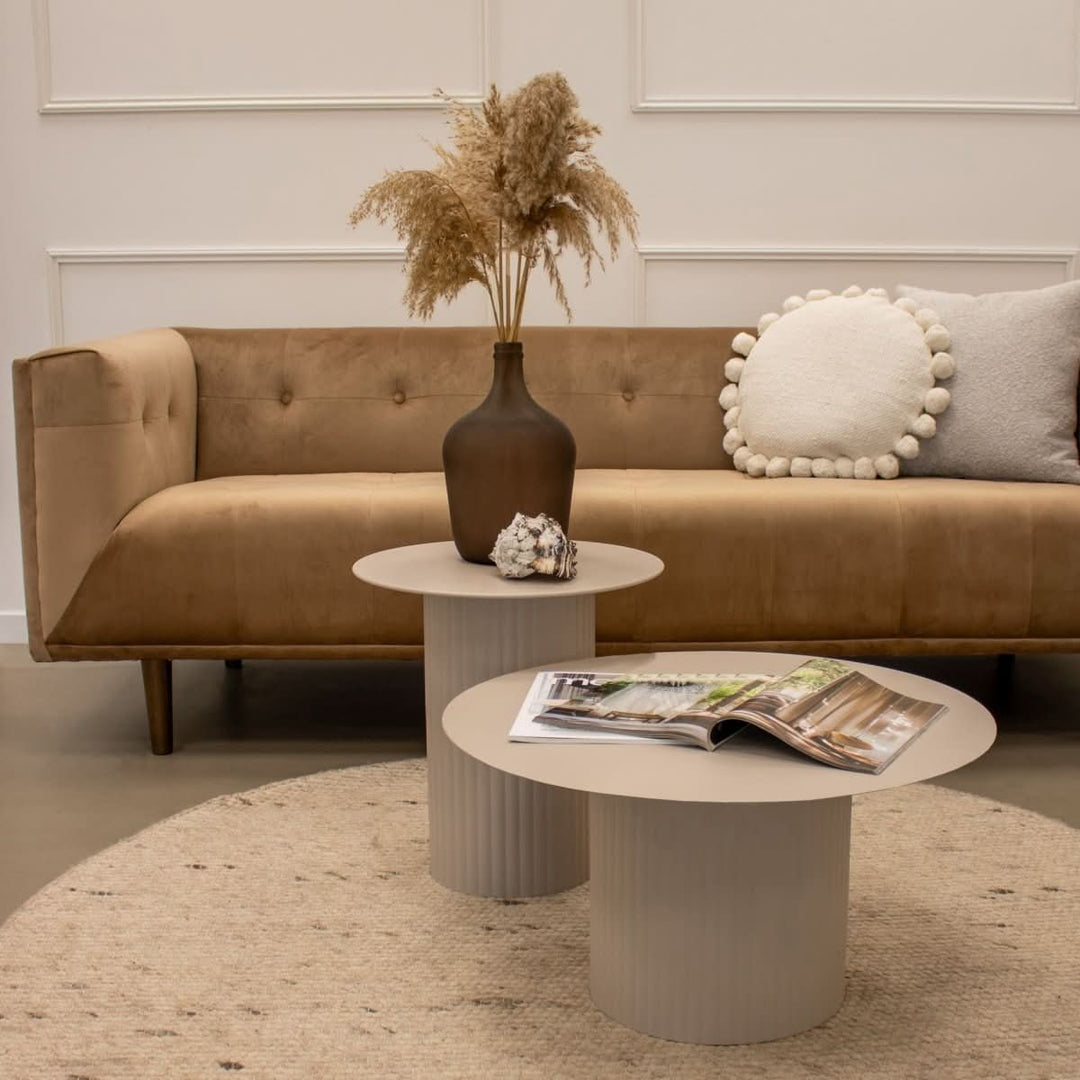 Table D'Appoint Beige Rond Moderne Design Urbain Minimaliste | LYRA - Designix