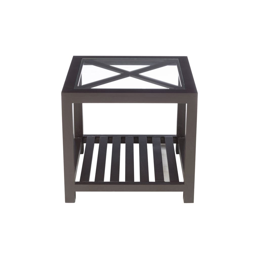 Table d'appoint Bois et Verre Noir - Designix