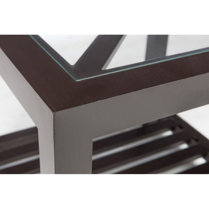 Table d'appoint Bois et Verre Noir - Designix