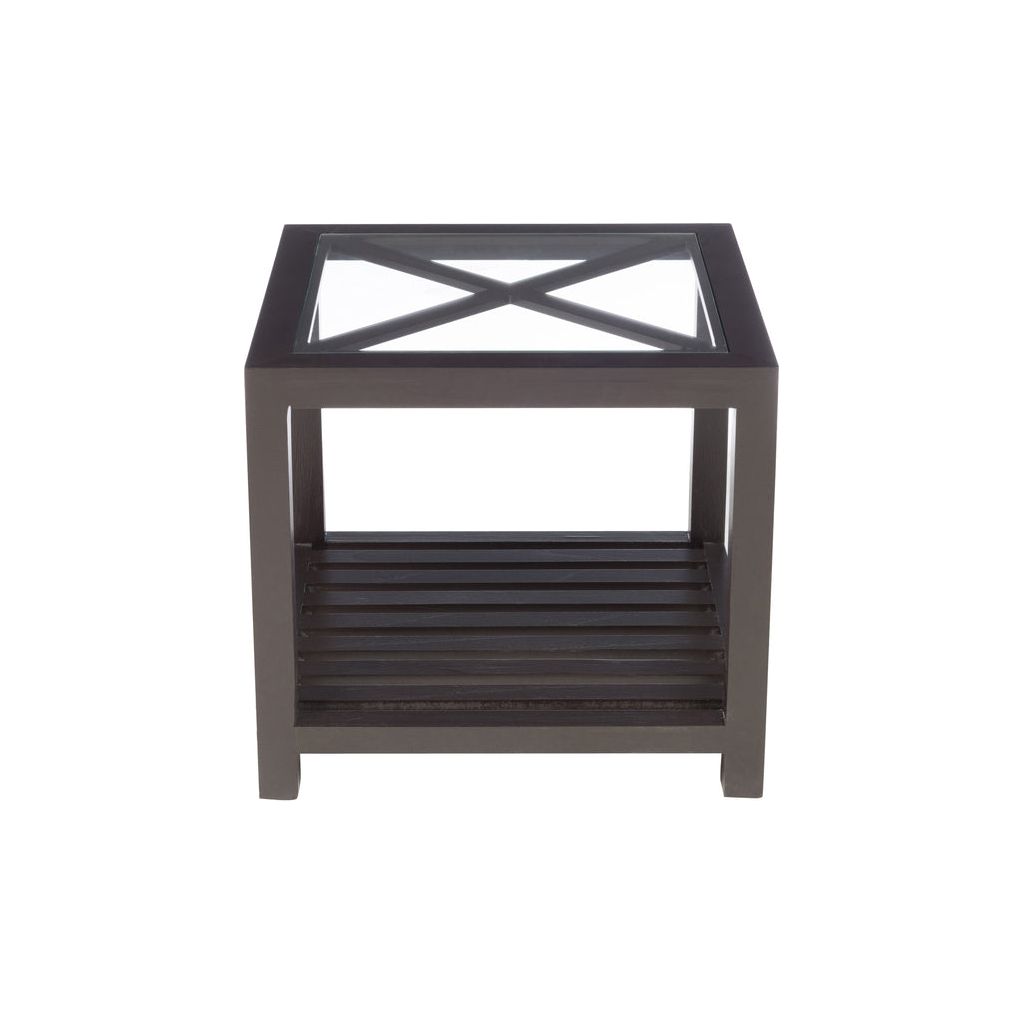 Table d'appoint Bois et Verre Noir - Designix