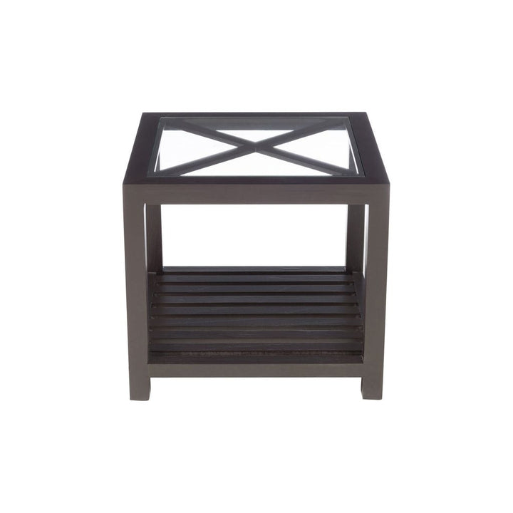 Table d'appoint Bois et Verre Noir - Designix
