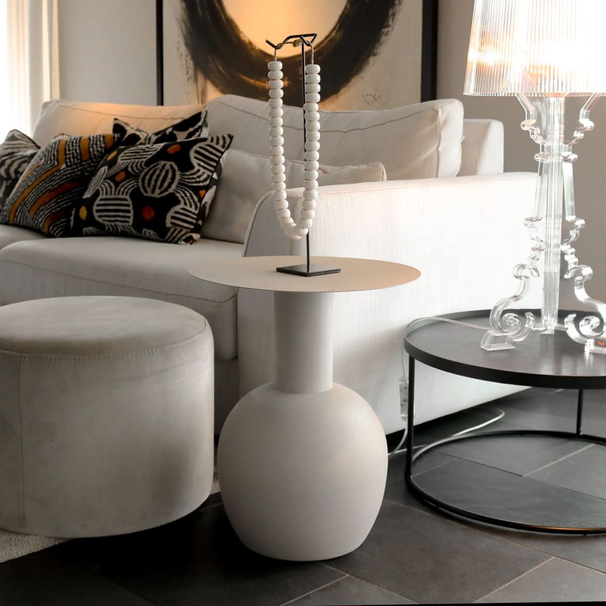 Table D'Appoint Design Contemporain En Métal Noir | LUNA - Designix
