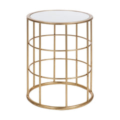 Table D'Appoint Métal Verre Doré