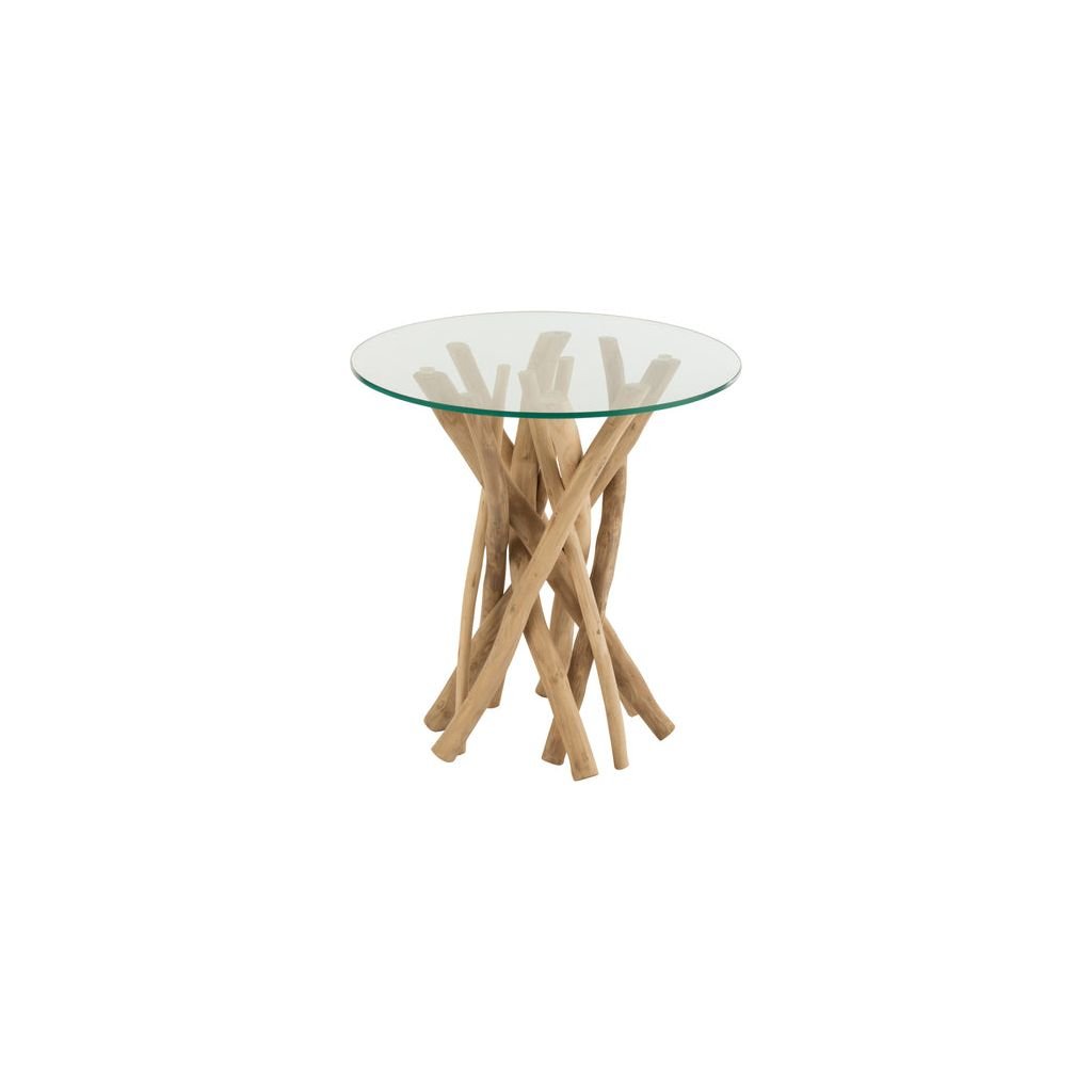 Table d'appoint Teck Naturel Verre - Designix