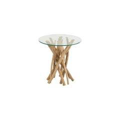Table d'appoint Teck Naturel Verre