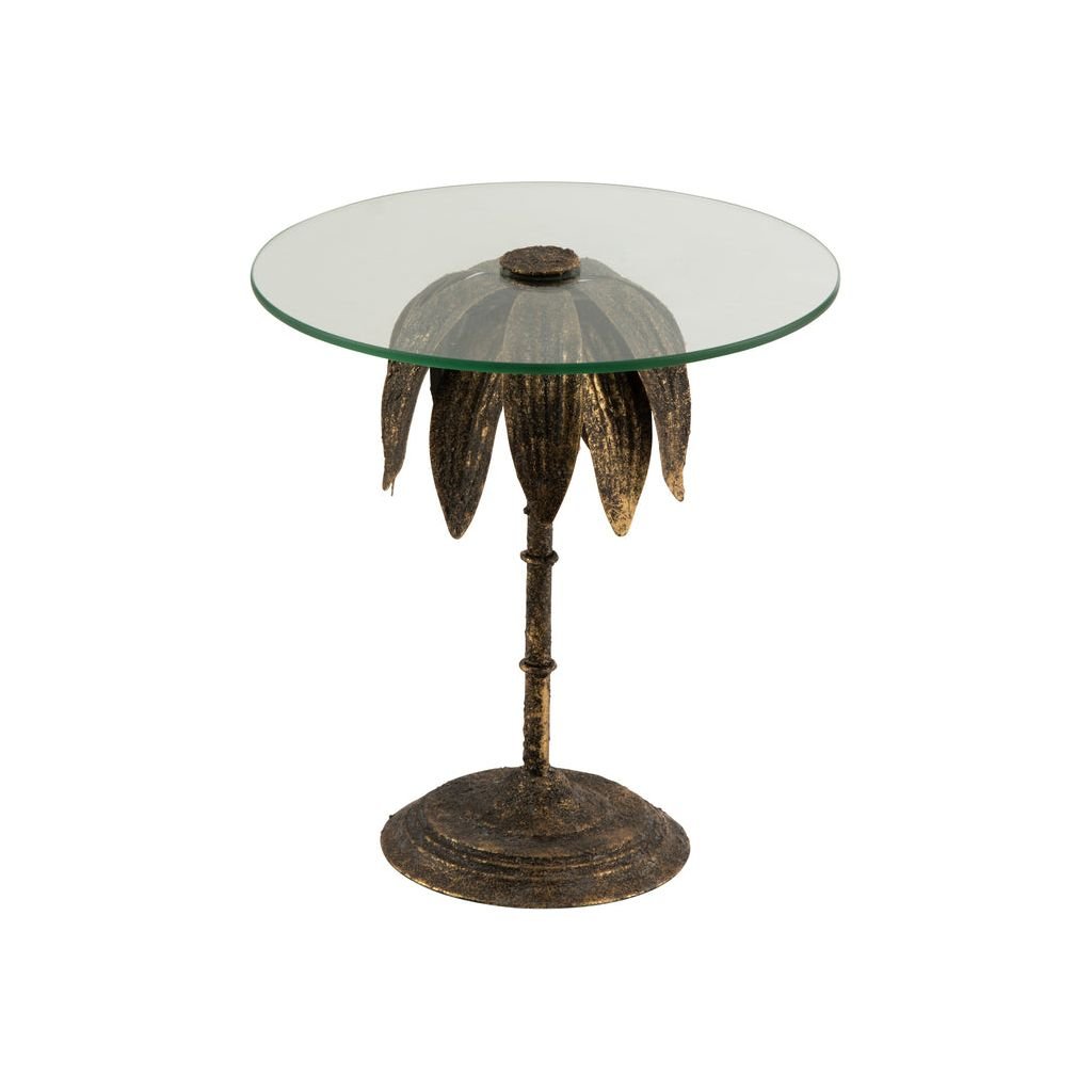 Table D'appoint Verre Métal Doré - Designix