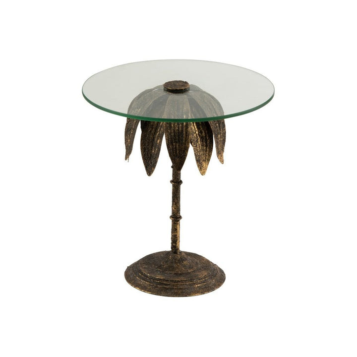 Table D'appoint Verre Métal Doré - Designix