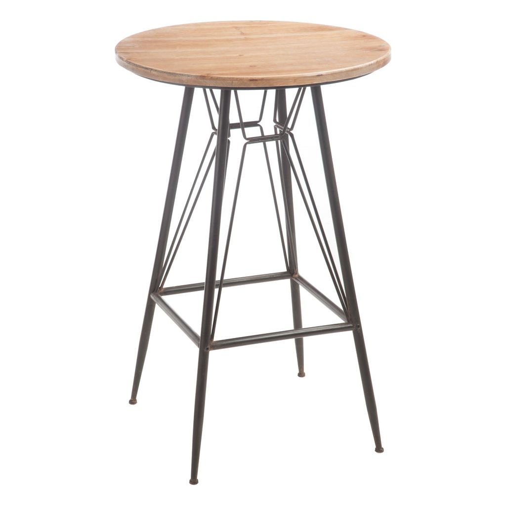 Table de Bar Métal Bois Noir - Designix
