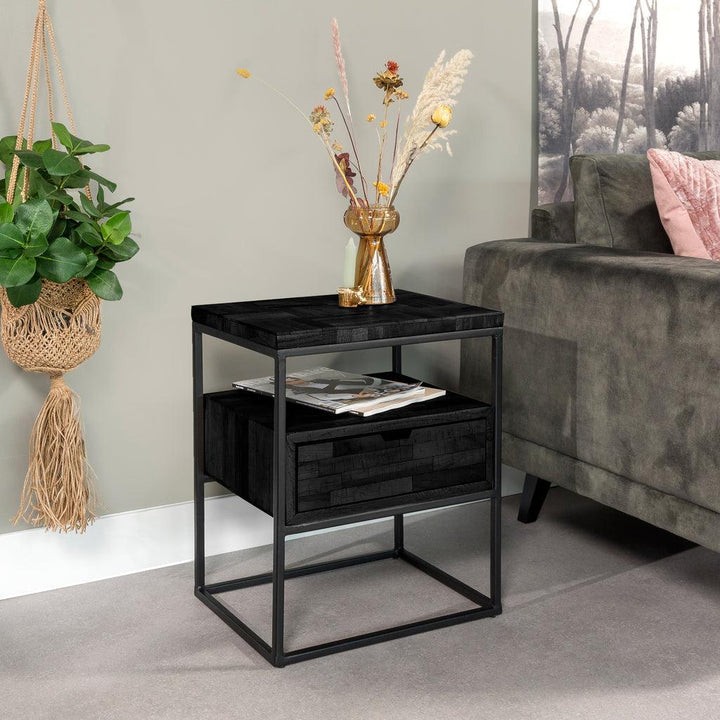 Table de Chevet Noir et Gris | Ébène Sombre - Designix Table