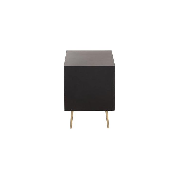 Table de Nuit Bois Métal Noir Or - Designix