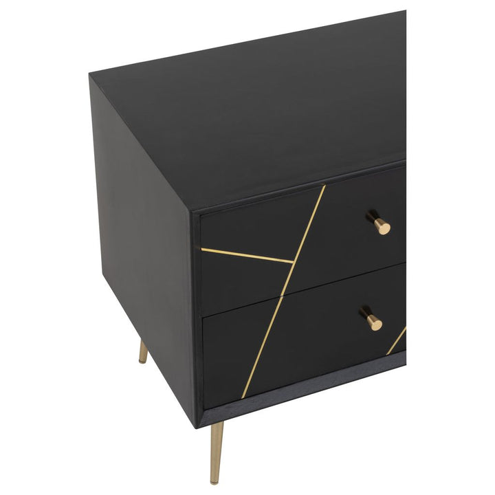 Table de Nuit Bois Métal Noir Or - Designix