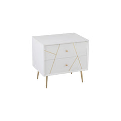 Table de Nuit Design Blanc Or