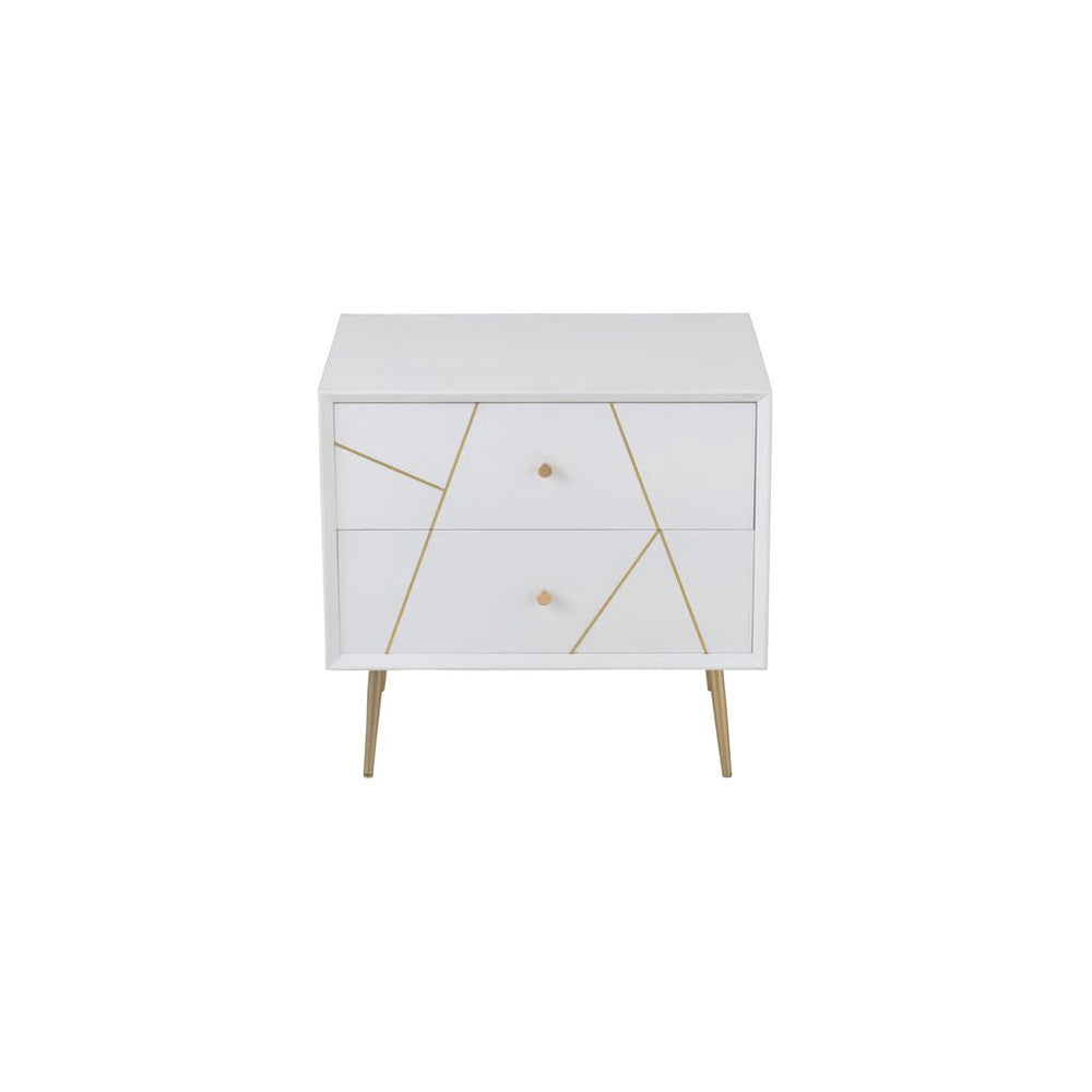 Table de Nuit Design Blanc Or - Designix