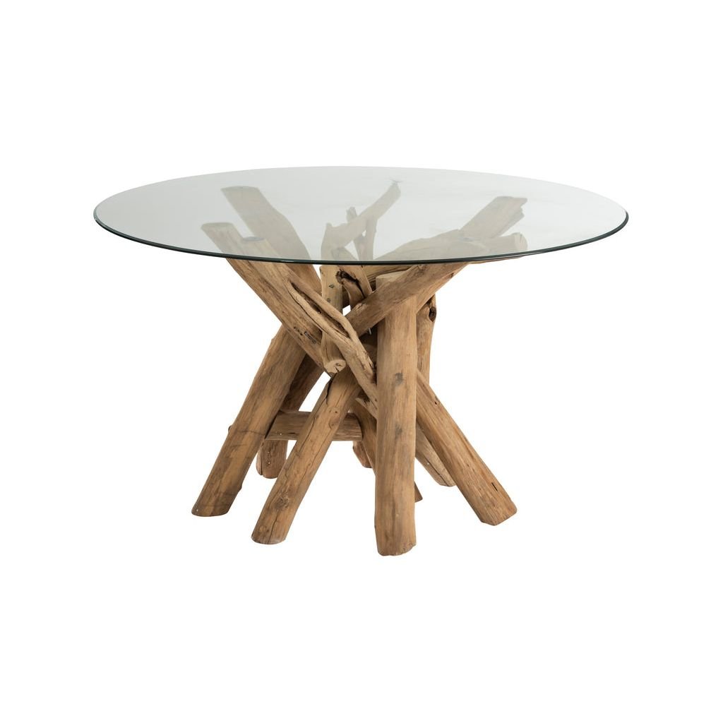 Table en Verre et Bois Naturel - Designix