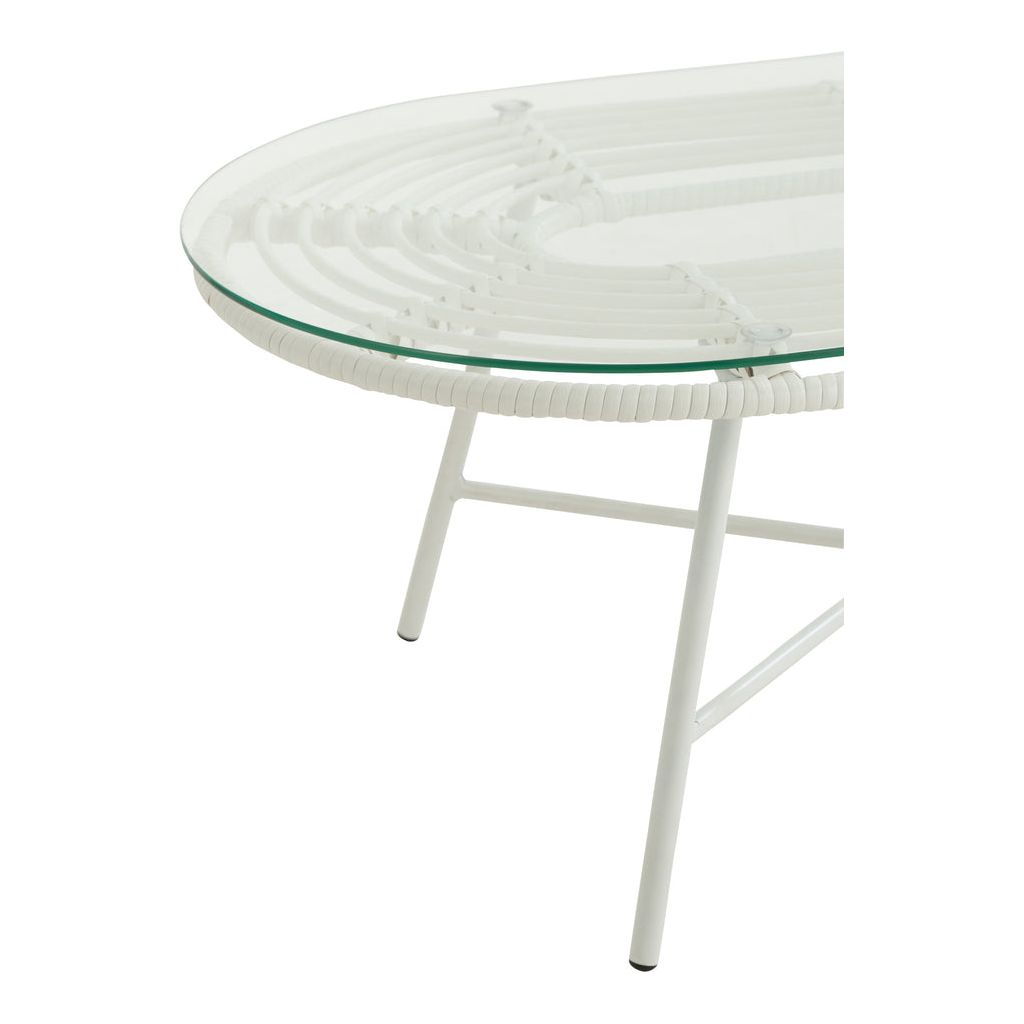 Table basse ovale d'extérieur en métal/verre blanc | Designix -     - https://designix.fr