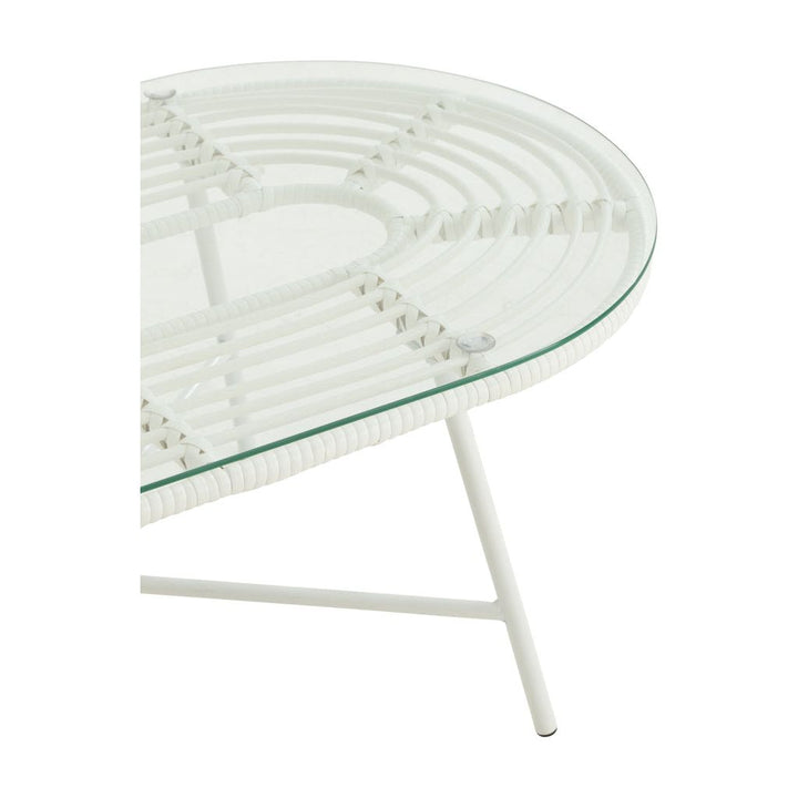 Table basse ovale d'extérieur en métal/verre blanc | Designix -     - https://designix.fr