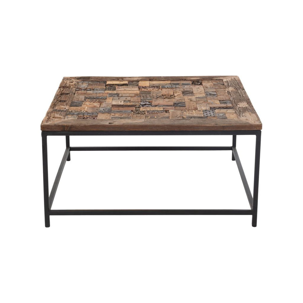 Table Mosaïque Carrée en Bois/Métal Recyclé Marron | Designix -     - https://designix.fr