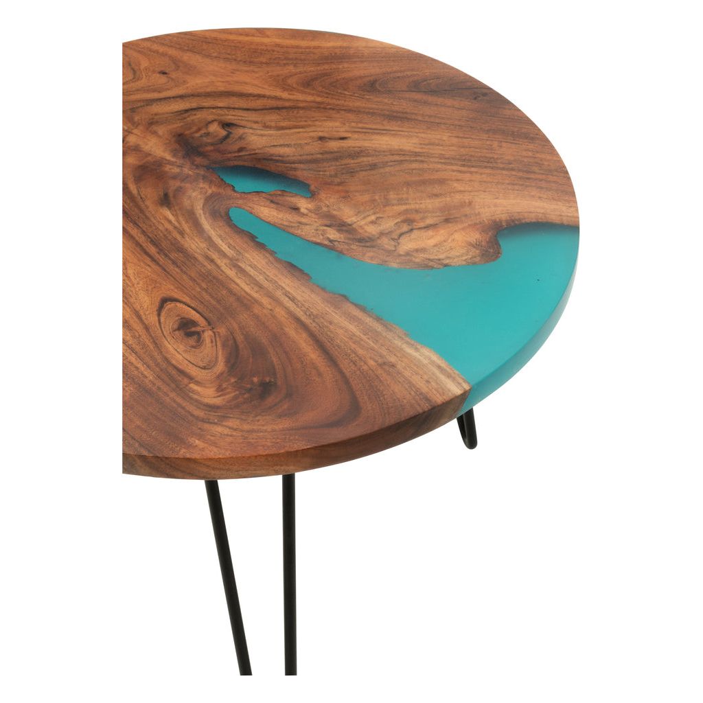 Table Ronde Bois Acacia Bleue - Designix